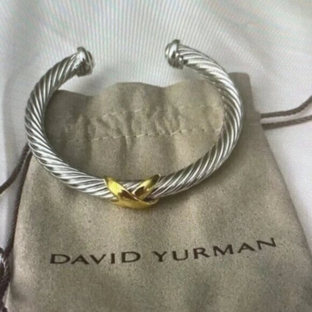 David Yurman Silver and Gold Bracelet 7mm